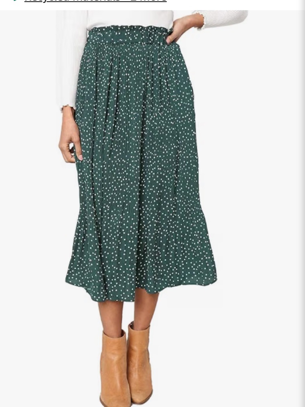 Women's Green Polka Dot Midi Skirt
